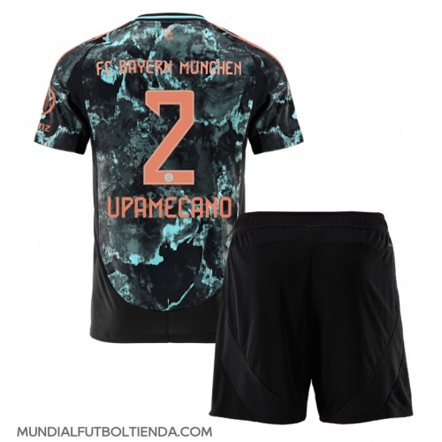 Camiseta Bayern Munich Dayot Upamecano #2 Segunda Equipación Replica 2024-25 para niños mangas cortas (+ Pantalones cortos)